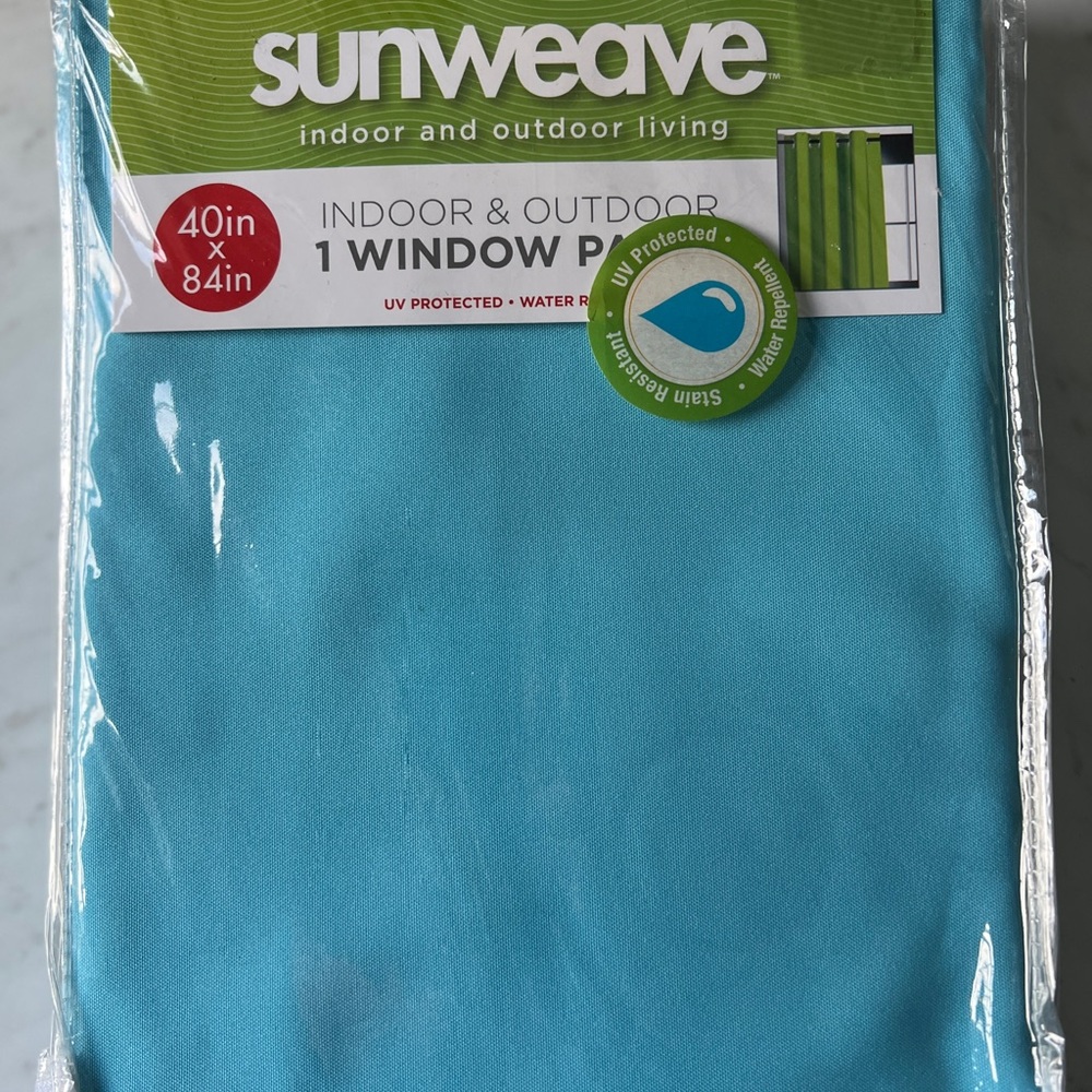 Sunweave 40inX84in Blue Indoor/Outdoor‎ Window Panel with Silver Rings